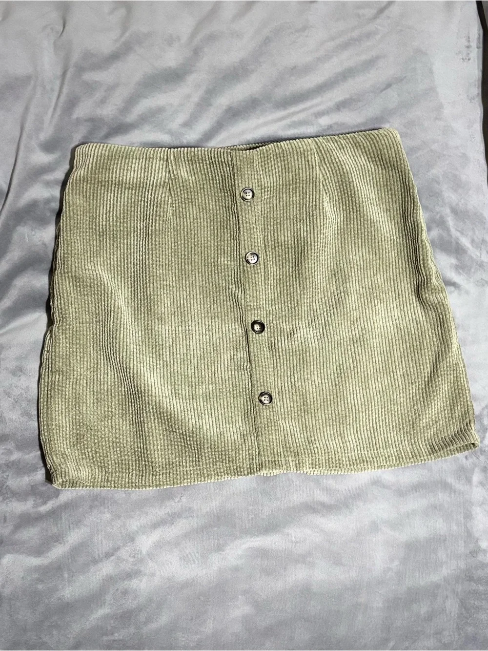Milk & Honey Olive Green Corduroy Button Front Mini Skirt L